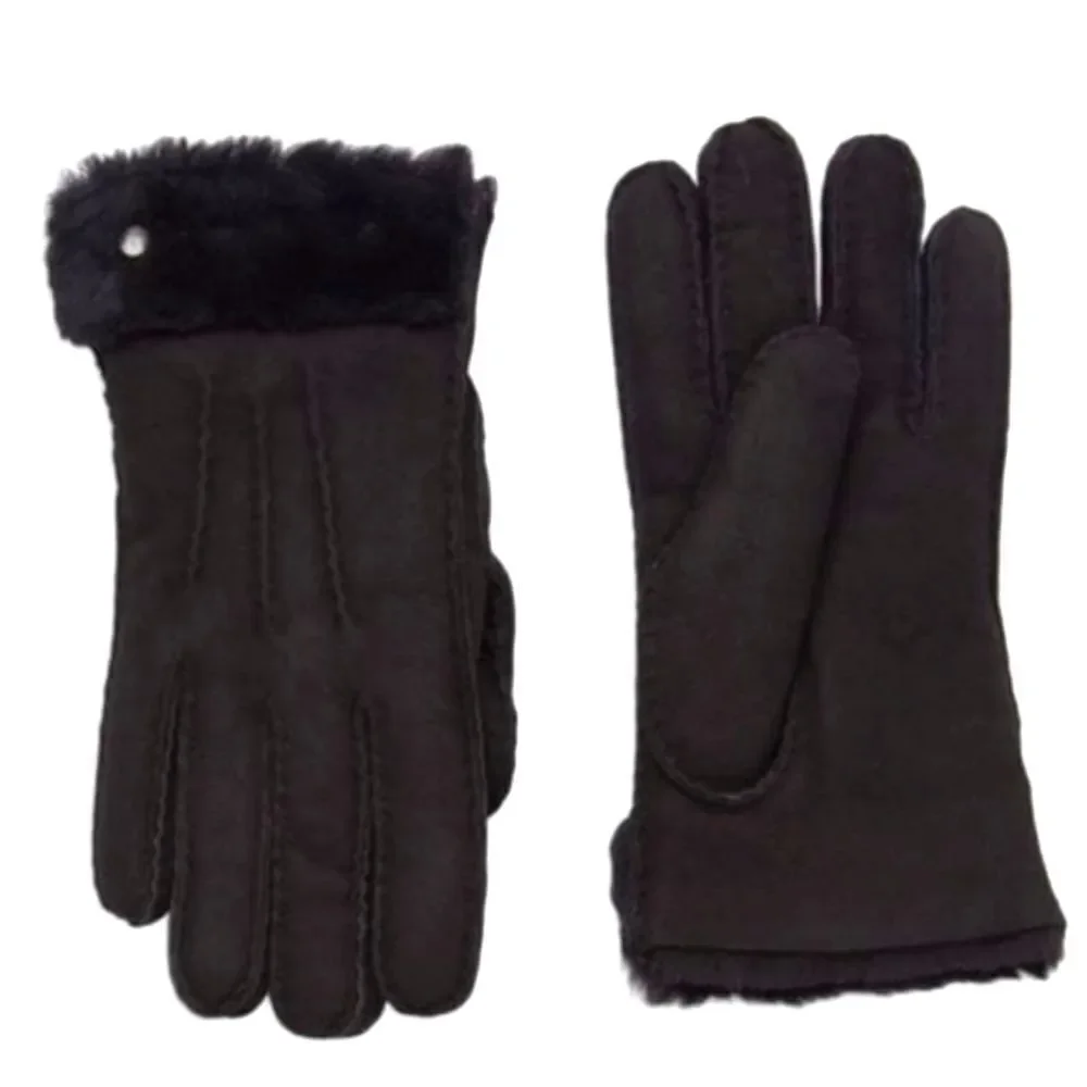 UGG Classic Perforated Genuine Dyed Shearling Gloves Black NEW w tag Size Small